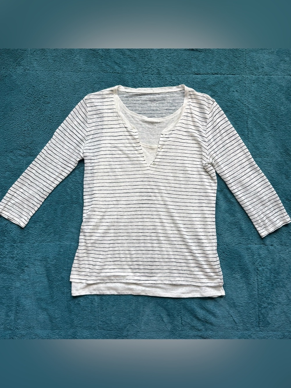 Majestic Filatures Paris Linen Double Layered Top 1 XS Striped Nautical Coastal